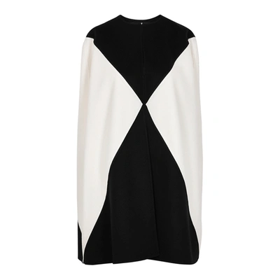 Shop Valentino Monochrome Panelled Wool-blend Cape In Black