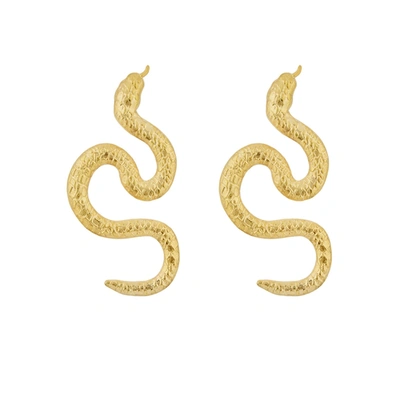 Shop Natia X Lako Large 24kt Gold-plated Snake Earrings