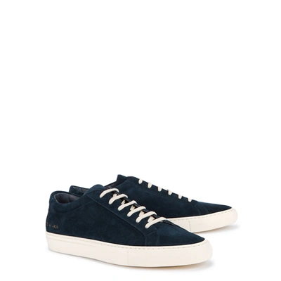 Shop Common Projects Achilles Navy Suede Sneakers