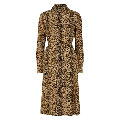 Shop Saint Laurent Leopard-print Silk Shirt Dress