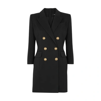 Shop Balmain Black Cotton-blend Blazer Dress