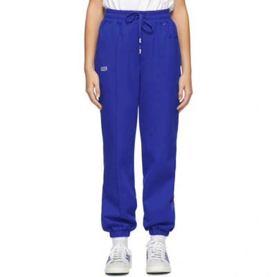 Shop Ader Error Ssense Exclusive Blue Tape Logo Lounge Pants In Ader Blue