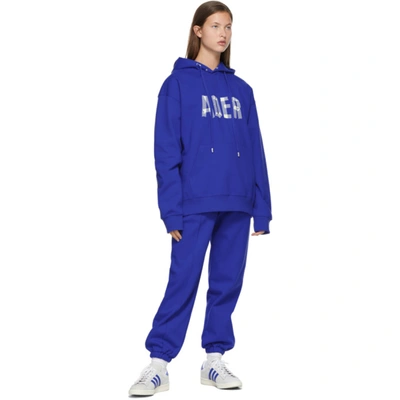 Shop Ader Error Ssense Exclusive Blue Tape Logo Lounge Pants In Ader Blue