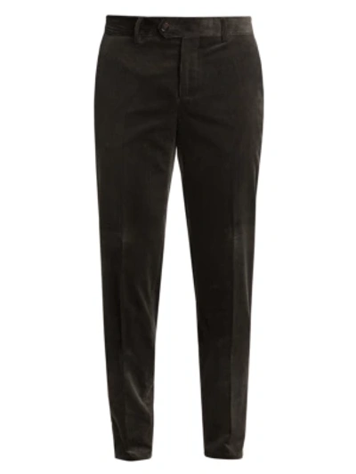 Shop Brunello Cucinelli Corduroy Flat-front Trousers In Dark Grey