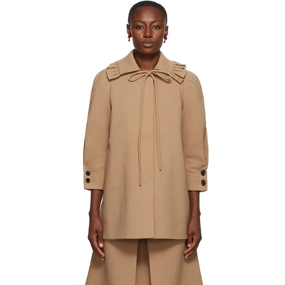 Shop Shushu-tong Shushu/tong Brown Ruffle Collar Coat In Ca100 Camel