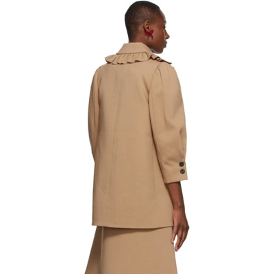 Shop Shushu-tong Shushu/tong Brown Ruffle Collar Coat In Ca100 Camel