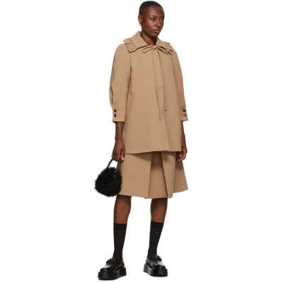 Shop Shushu-tong Shushu/tong Brown Ruffle Collar Coat In Ca100 Camel