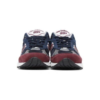Shop New Balance Navy And Burgundy Made In Uk 991 Sneakers In Navy/bordx