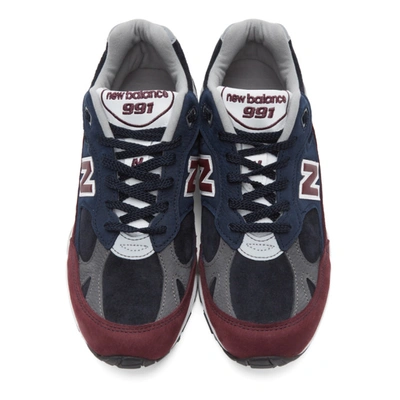 Shop New Balance Navy And Burgundy Made In Uk 991 Sneakers In Navy/bordx