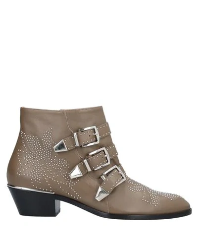 Shop Chloé Woman Ankle Boots Khaki Size 7 Soft Leather In Beige