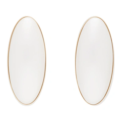 Shop Jw Anderson Off-white Oval Pearl Earrings In 002 Offwhit