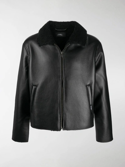 Shop Paccbet Zip-up Bomber Jacket In Black