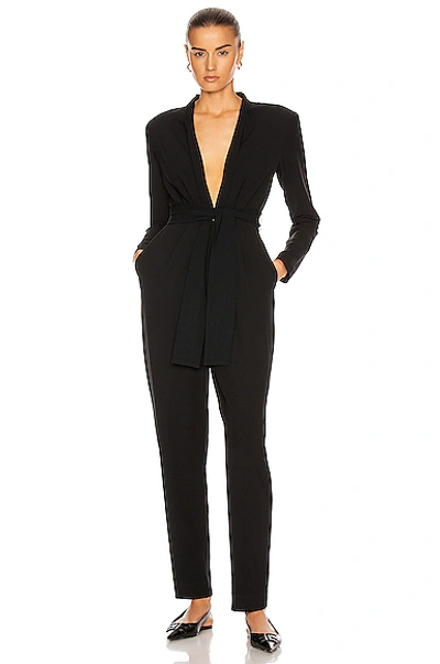 A.l.c Kieran Belted Crepe Jumpsuit In Black