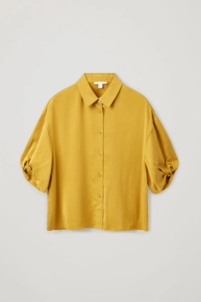 Shop Cos Short Puff Sleeve Shirt In Yellow