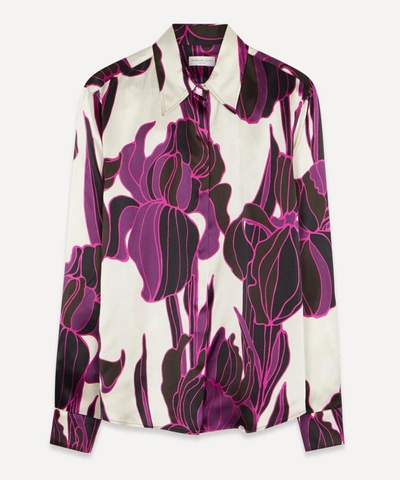 Shop Dries Van Noten Silk Purple Floral Shirt In Fuchsia