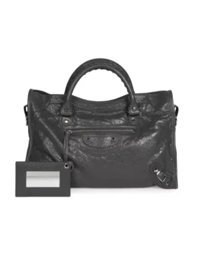 Shop Balenciaga Women's Medium Classic City Leather Satchel In Dark Grey