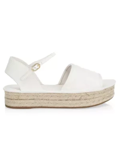 Shop Fendi Ff-embossed Leather Espadrille Sandals In White