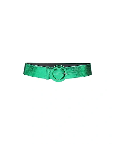Shop Attico The  Woman Belt Green Size 32 Soft Leather