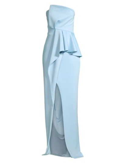 Shop Black Halo Jonas Asymmetrical Draped Gown In Degas Blue