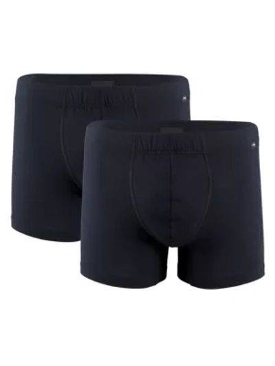 Shop Hanro Men's Cotton Essentials 2-pack Boxer Briefs In Black