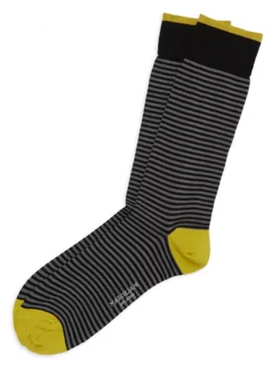 Shop Marcoliani Men's Palio Striped Crew Socks In Black