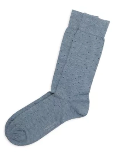 Shop Marcoliani Men's Pin-dot Pima Cotton Socks In Light Blue