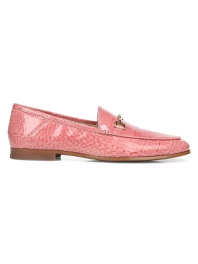 Shop Sam Edelman Loraine Croc-embossed Leather Loafers In Pink