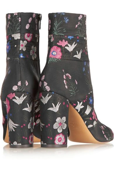 Shop Valentino Spring Garden Brocade Ankle Boots In Black