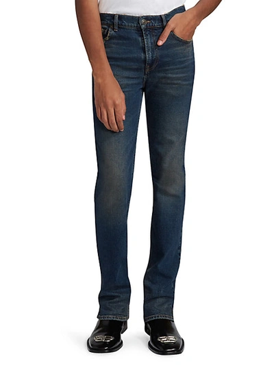 Shop Balenciaga Fitted Five-pocket Jeans In Dark Indigo