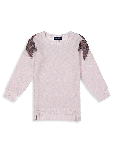 Shop Andy & Evan Little Girl's Metallic Star-shoulder Sweater In Grey Multi