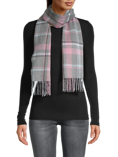 Shop Saks Fifth Avenue Plaid-print Cashmere Scarf In Grey Pink