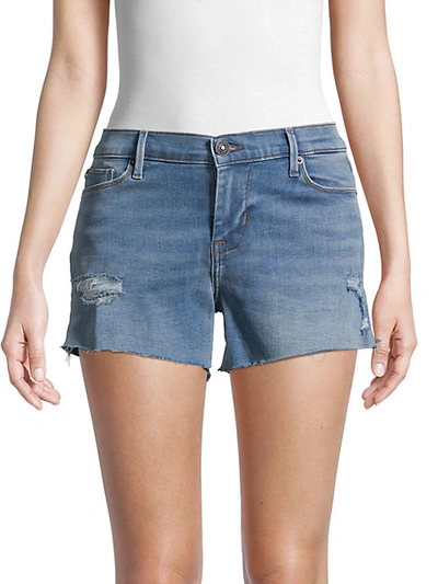 Shop Hudson Raw Edge Jean Shorts In Destroyed Bell