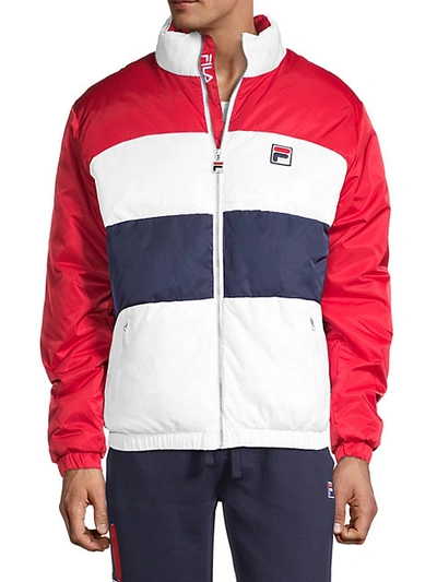 Shop Fila Neo Colorblock Puffer Jacket In Red White