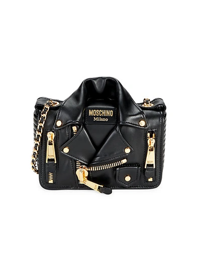 Shop Moschino Women's Leather Crossbody Bag In Black