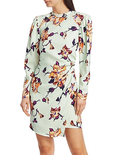 Shop A.l.c Jane Floral Mini Dress In Mint Orange