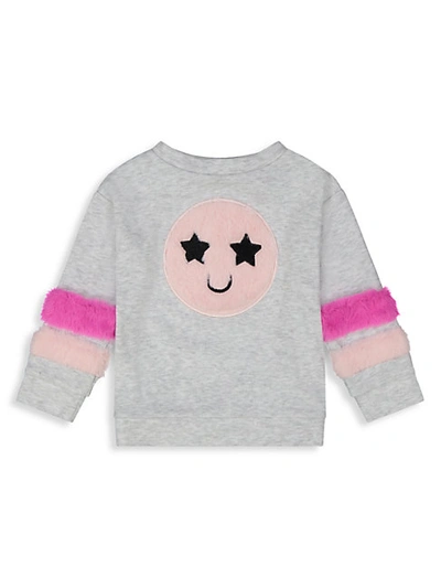 Shop Andy & Evan Baby Girl's Smiley Face 2-piece Sweatshirt & Pant Set In Heather Grey