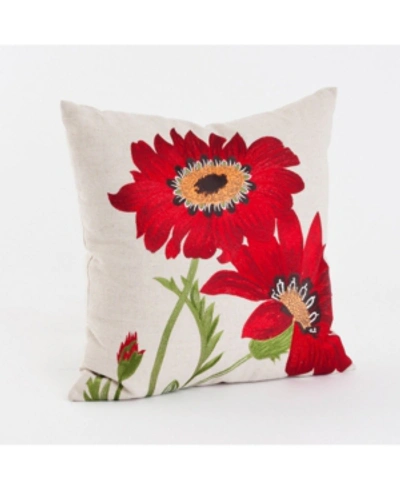 Shop Saro Lifestyle Le Tournesol Embroidered Decorative Pillow, 18" X 18" In Red
