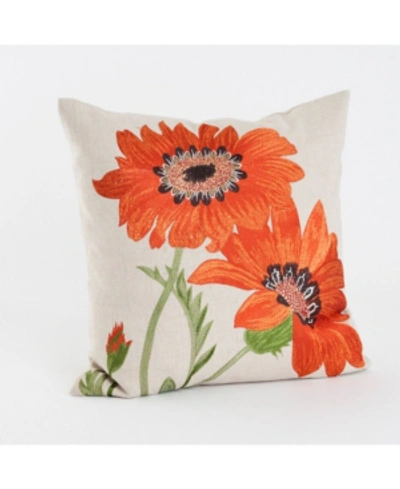 Shop Saro Lifestyle Le Tournesol Embroidered Decorative Pillow, 18" X 18" In Orange
