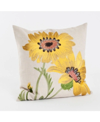 Shop Saro Lifestyle Le Tournesol Embroidered Decorative Pillow, 18" X 18" In Yellow