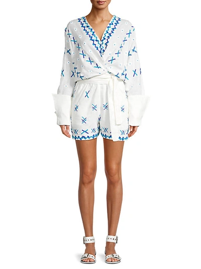 Shop All Things Mochi Self-tie Wrap Romper In Off White