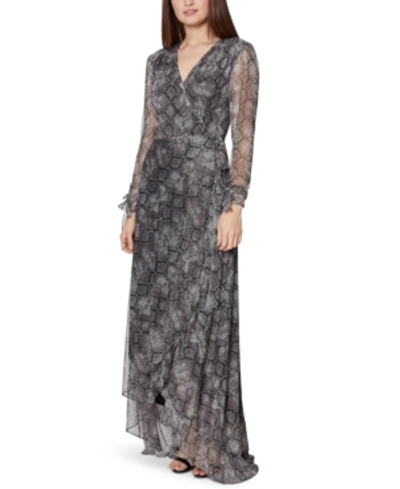 Shop Betsey Johnson Petite Snake-embossed Maxi Dress In Gray