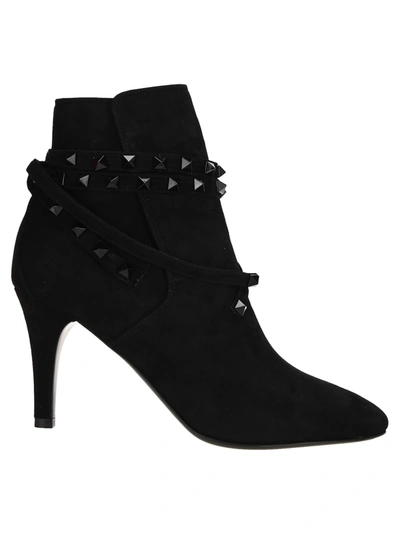 Shop Valentino Rockstud Flair Suede Ankle Boot In Black