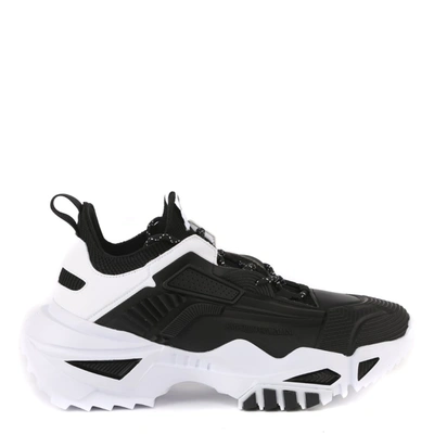 Shop Emporio Armani Black Chunky Sneaker Mesh Detail In Black+black+white