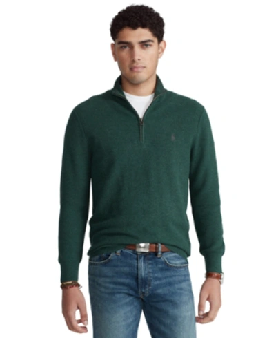 Shop Polo Ralph Lauren Men's Cotton Quarter-zip Sweater In Hemlock Green