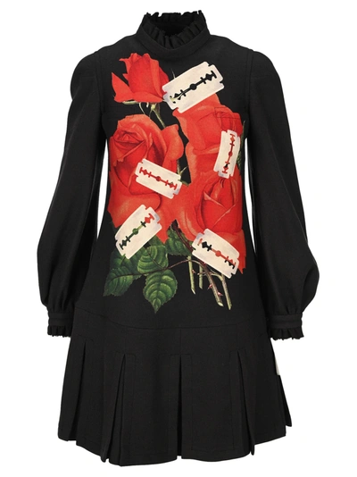 Shop Undercover Rose Prnt Mini Dress In Black