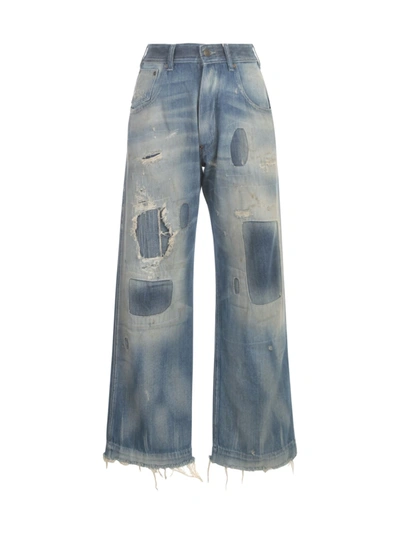 Shop Maison Margiela Decostructed Buggy Denim Jeans