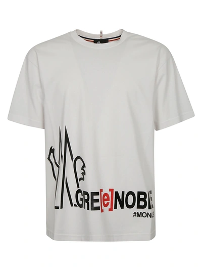Shop Moncler Bottom Logo Print T-shirt In Open Grey