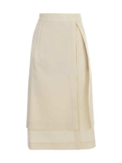 Shop Lemaire Double Skirt In Almond Milk