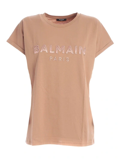Shop Balmain T-shirt In Nude
