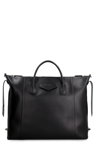 Shop Givenchy Antigona Soft Leather Bag In Black